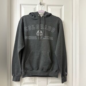 CHAMPION CHARCOAL GRAY COLORADO SCHOOL OF MINES SWEATSHIRT HOODIE, SMALL, NWOT